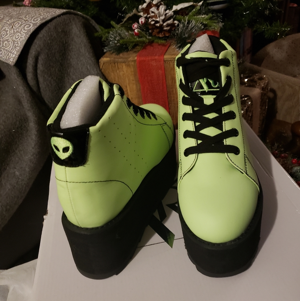Yru light lime green alien high top platform sneakers lala